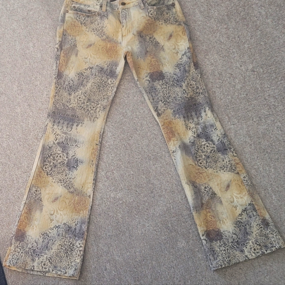 bebe Vintage NWOT  Paisley Print  Denim Stretch Jeans HTF